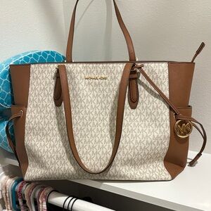 Michael Kors Tan and Cream Signature Tote